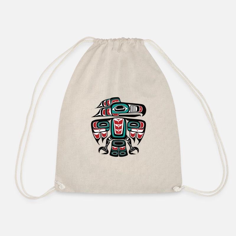 Haida Tlingit Native Raven Thunderbird - Drawstring Bag - nature