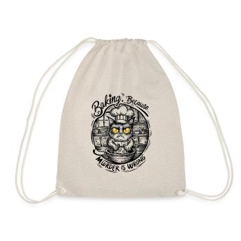 Funny Cat Baking Because Murder Is Wrong - Drawstring Bag - nature - Front