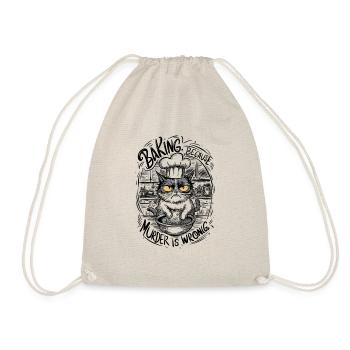 Baking Because Murder Is Wrong - Drawstring Bag - nature - Front