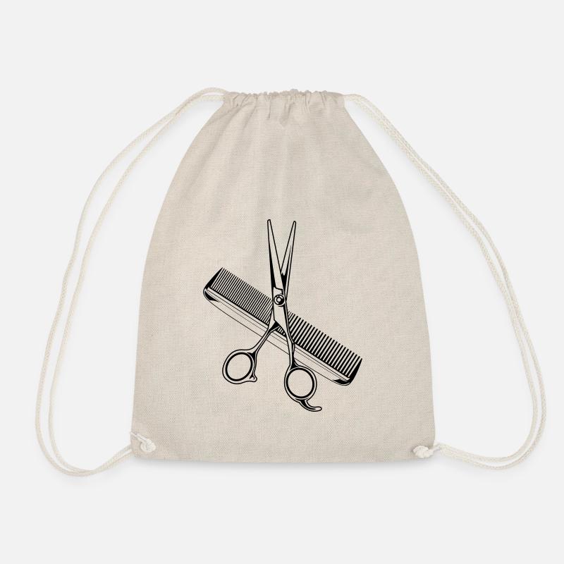 schere kamm stylist symbol - Turnbeutel - Natur