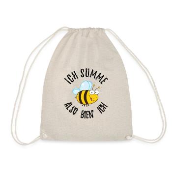 Ich summe also bien ich Biene Wespe Shirt schwarz - Turnbeutel - Natur - Vorne