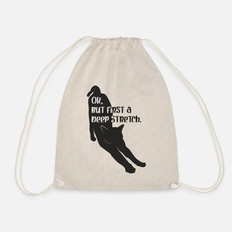 Cat Yoga "deep stretch" - Drawstring Bag - nature