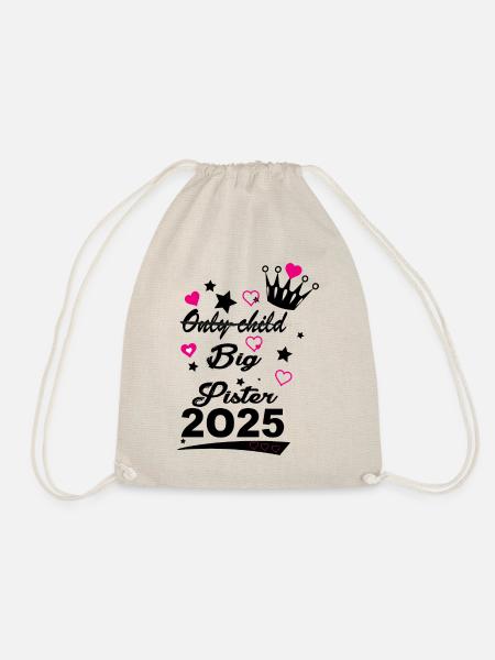 No longer an only child-to-be big sister 2025 - Drawstring Bag - nature