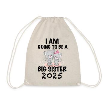 I'm going to be a big sister 2025, cute cat - Drawstring Bag - nature - Front