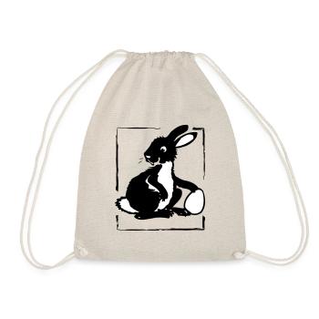 Bunny with Egg in a Frame | Vectorgraphic - Drawstring Bag - nature - Front