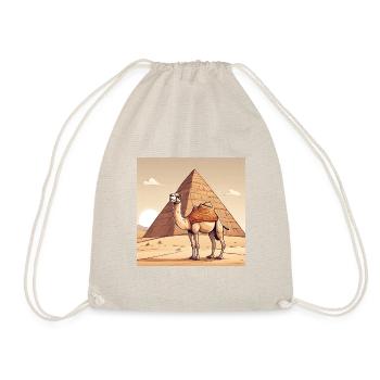 Camel in desert in front of pyramid - Drawstring Bag - nature - Front