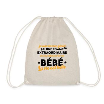 Je suis un mec génial j'ai une femme extraordinair - Sac de sport léger - nature - Devant
