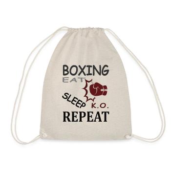 boxen Boxkampf Boxhandschuhe Faust K.O. Geschenk - Turnbeutel - Natur - Vorne