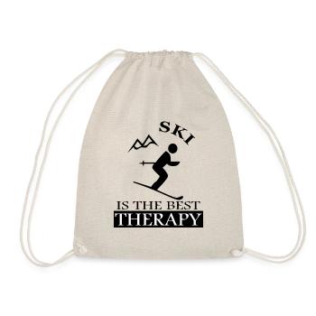 Skier skiing ski jumping ski area slope - Drawstring Bag - nature - Front
