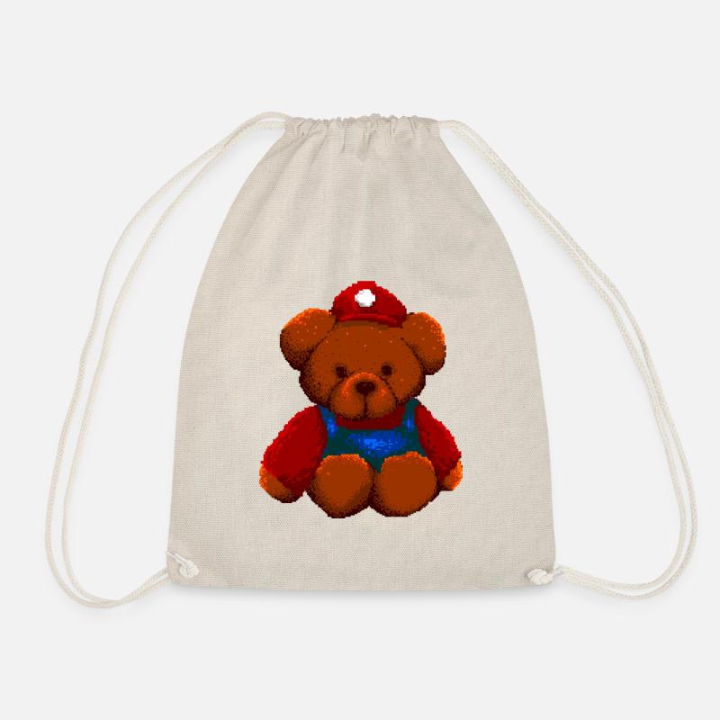 mario bear 8 bit pixel art - Turnbeutel - Natur