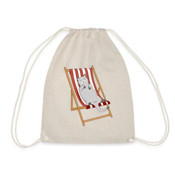 Lazy cat in beach chair - Drawstring Bag - nature - Front