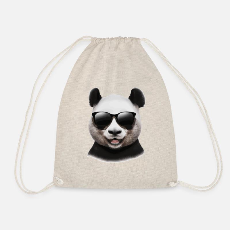 Panda mit Sonnenbrille Cool und Lustig Geschenk - Turnbeutel - Natur