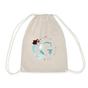 Customizable Monogram G Mermaid - Drawstring Bag - nature - Front