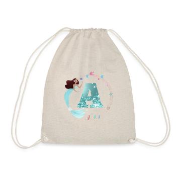 Customizable Monogram A Mermaid - Drawstring Bag - nature - Front