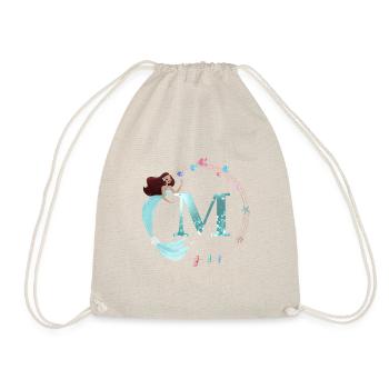 Customizable Monogram M Mermaid - Drawstring Bag - nature - Front