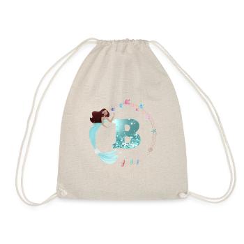Customizable Monogram B Mermaid - Drawstring Bag - nature - Front