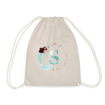 Customizable Monogram S Mermaid - Drawstring Bag - nature - Front