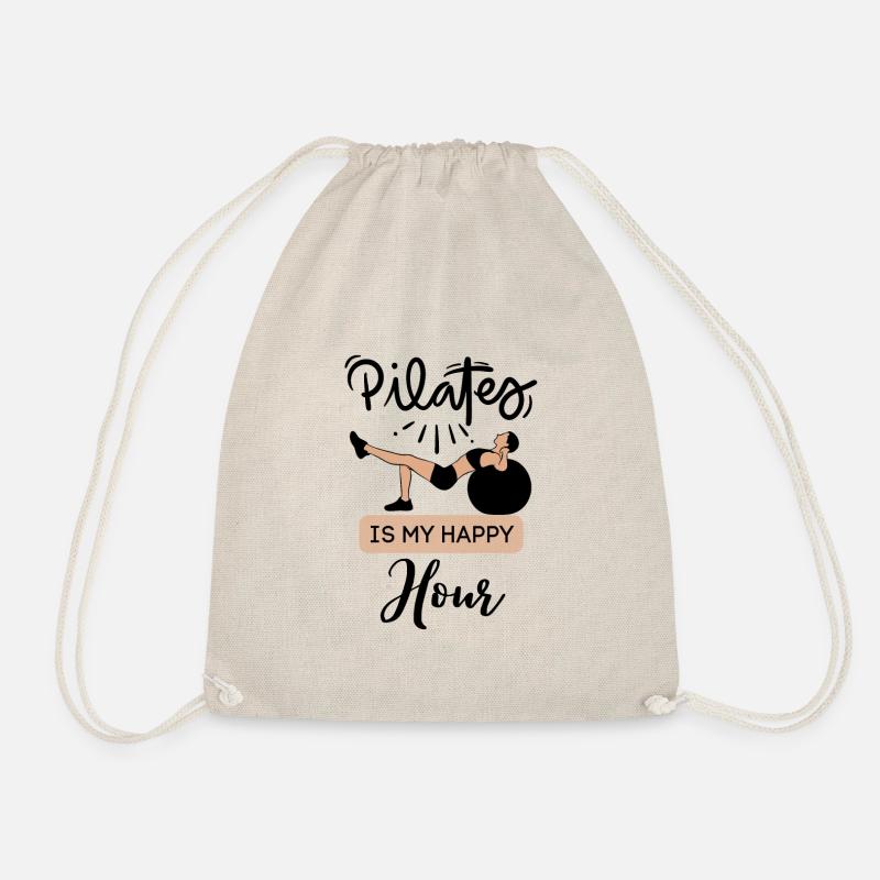 Pilates is my happy hour 2 - Drawstring Bag - nature