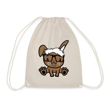 Bunny Nerd Geek Horn-rimmed Glasses Smart Freak Intelligent - Drawstring Bag - nature - Front
