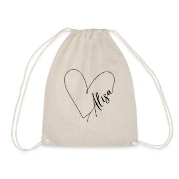 Alisa Name Heart Line - Drawstring Bag - nature - Front