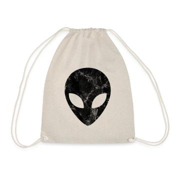 Alien, Kopf, Emoji, Grunge Style - Turnbeutel - Natur - Vorne