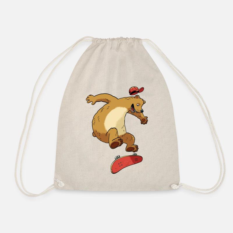 Bear on skateboard - Drawstring Bag - nature