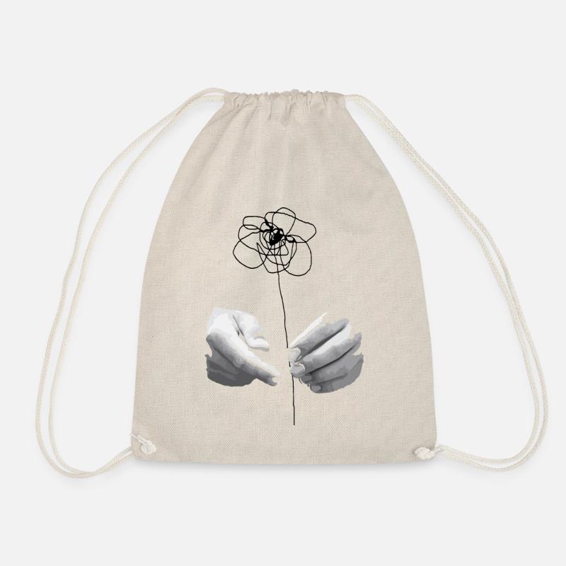 Hände und Blume Skizzendesign - Turnbeutel - Natur