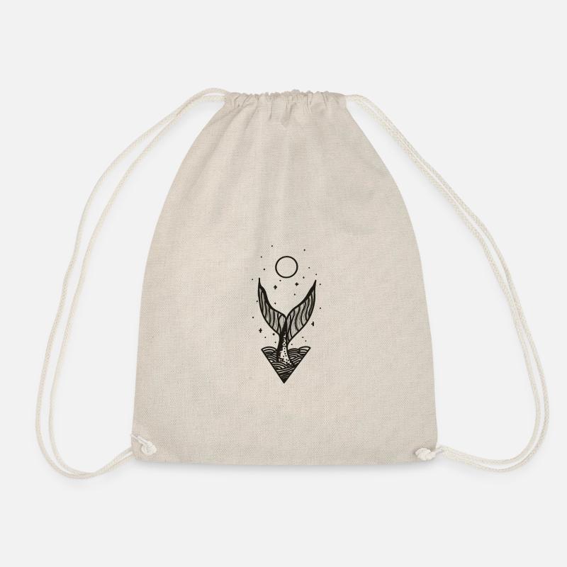 Diving whale at full moon Illustration - Drawstring Bag - nature