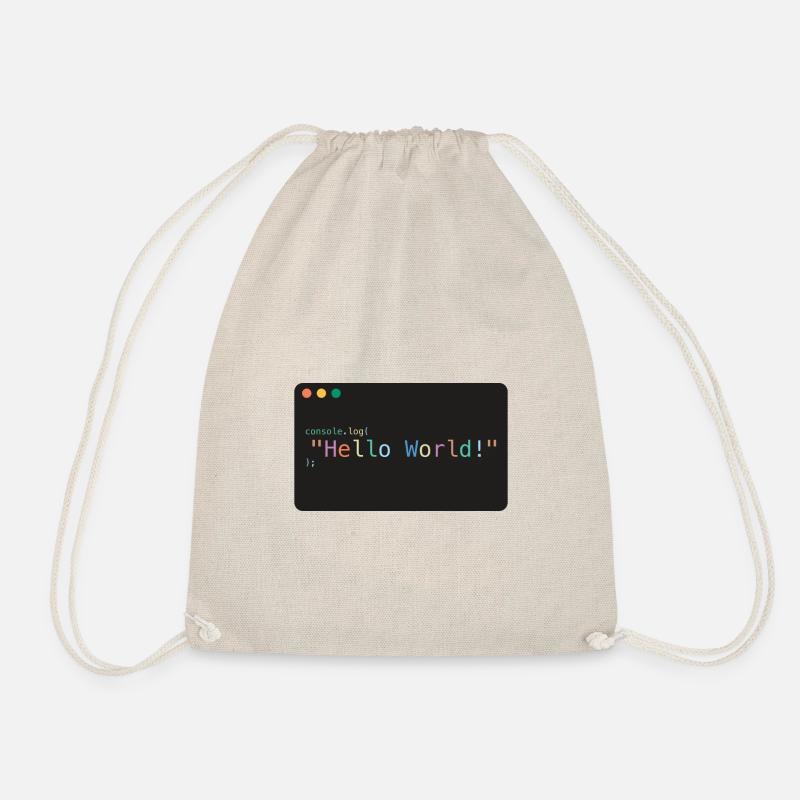 Hello World JavaScript console.log - Drawstring Bag - nature