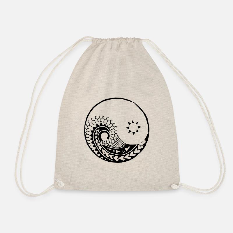 Yin Yang Polynesian Maori Tattoo - Drawstring Bag - nature
