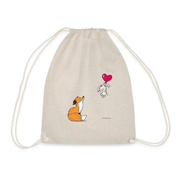 Süßes Fuchs und Hase Design - Turnbeutel - Natur - Vorne