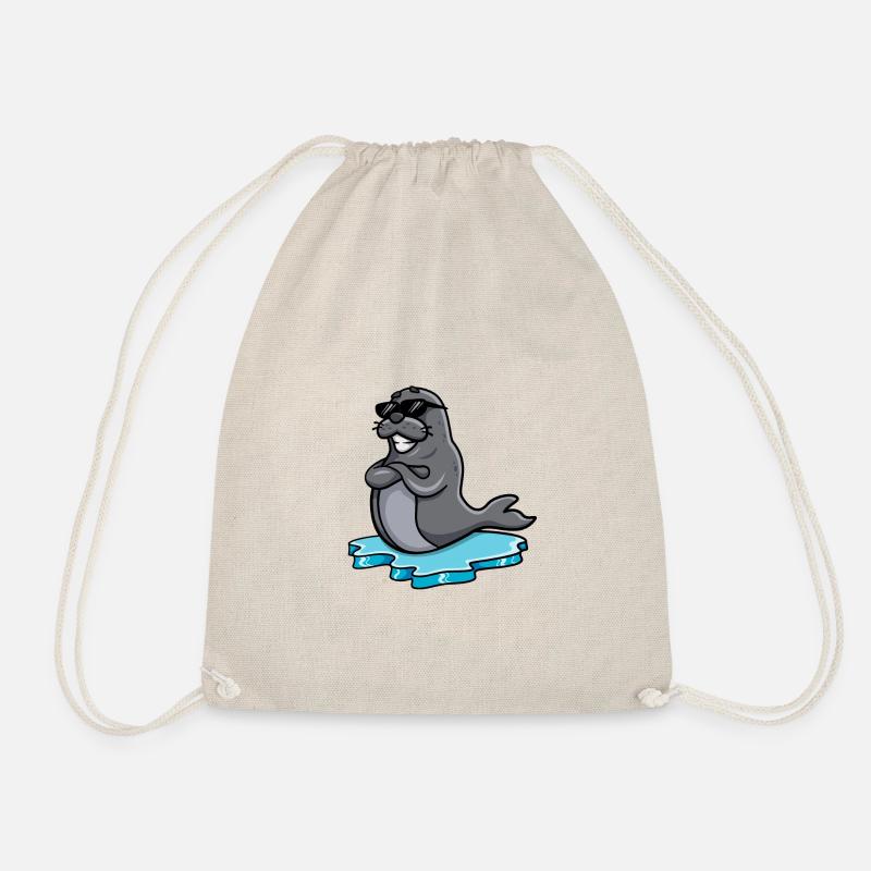 Seal with sunglasses - Drawstring Bag - nature