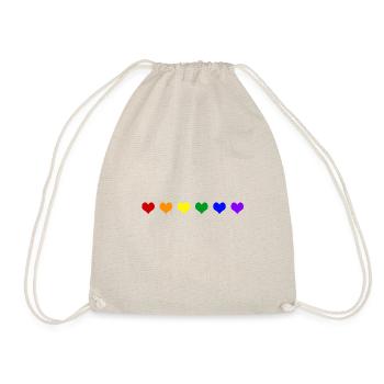 Regenbogen Herzen, Gay, Pride - Turnbeutel - Natur - Vorne
