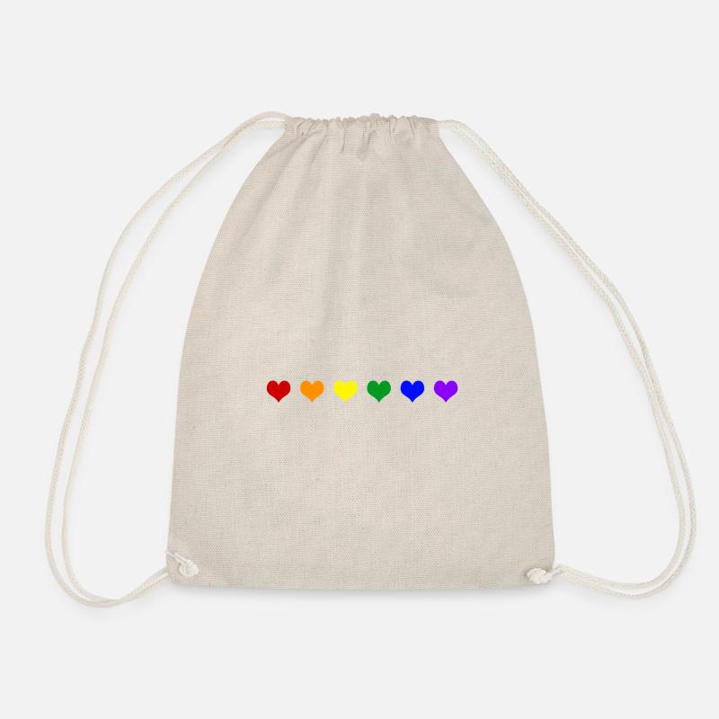 Regenbogen Herzen, Gay, Pride - Turnbeutel - Natur