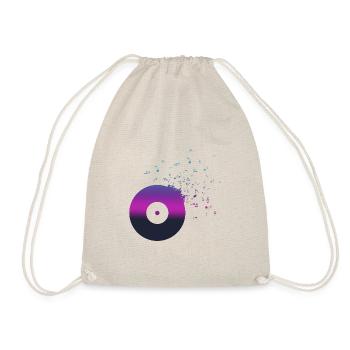 VINYL vinyl record music notes - Drawstring Bag - nature - Front
