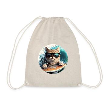 Surf Cat - Drawstring Bag - nature - Front