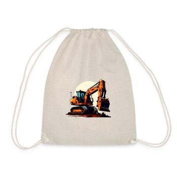 Bagger| Schaufelbagger | Retro - Turnbeutel - Natur - Vorne