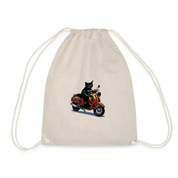 Motorrad Katze - Turnbeutel - Natur - Vorne