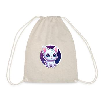 Cute cartoonish kitty floating in space - Drawstring Bag - nature - Front