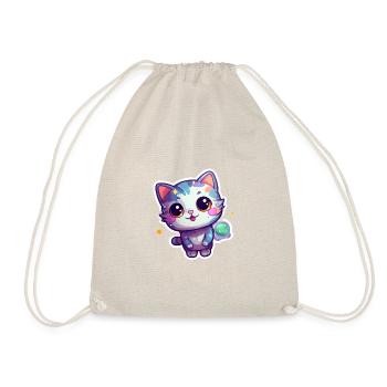 Cute cartoonish kitty floating in space - Drawstring Bag - nature - Front
