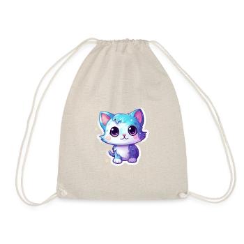 Cute cartoonish kitty floating in space - Drawstring Bag - nature - Front