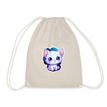 Cute cartoonish kitty floating in space - Drawstring Bag - nature - Front