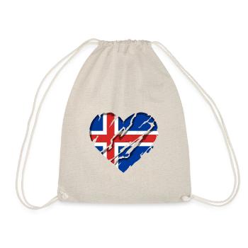 Drapeau de l’Islande Coeur Drapeau islandais Aspect utilisé - Sac de sport léger - nature - Devant