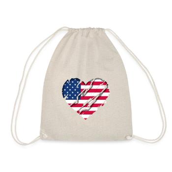 USA Flagge Amerika Fahne Stars & Stripes Patriot - Turnbeutel - Natur - Vorne