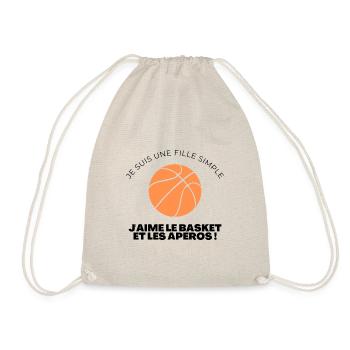 Fille simple : basket et apéros - Sac de sport léger - nature - Devant