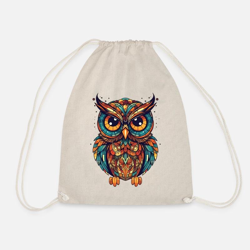 Stylische Eule Bunt Indie Retro - Turnbeutel - Natur