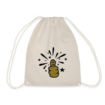 Daumen hoch / thumb up (sparkly, 2c) - Drawstring Bag - nature - Front