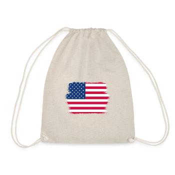 USA Flagge Amerika Fahne Stars & Stripes Patriot - Turnbeutel - Natur - Vorne