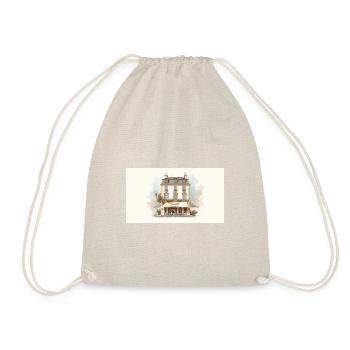Parisian Café Watercolor façade - Drawstring Bag - nature - Front