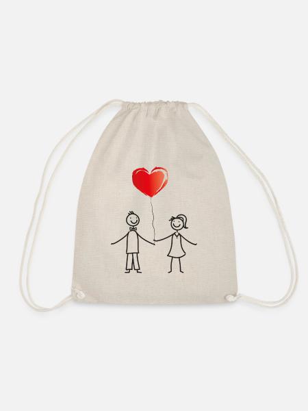 Wir heiraten - Liebespaar mit Herz - Turnbeutel - Natur